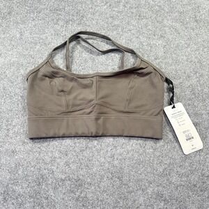 Varley Always Irena Bralette Womens Medium Taupe Brown Cross Back Sports Bra NEW